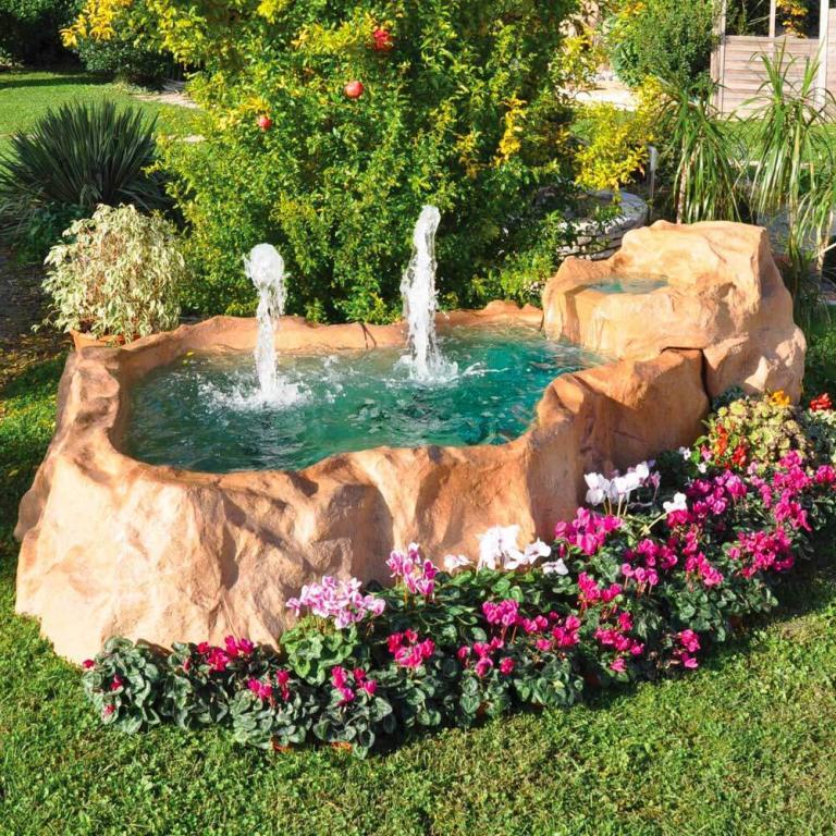 LAGHETTO da giardino in plastica 4 stile Fontana a cascata Ugello Testa Accessorio Set Nera 